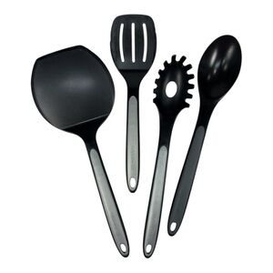 Calphalon 4-Pc Utensil Set Black/Gray Nylon Plastic Spoon Spatula Turner Pasta
